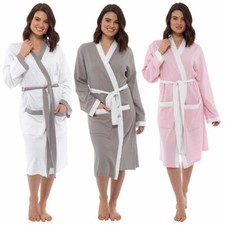 Ladies 100  Cotton Foxbury Contrast Trim Waffle Robe S M L