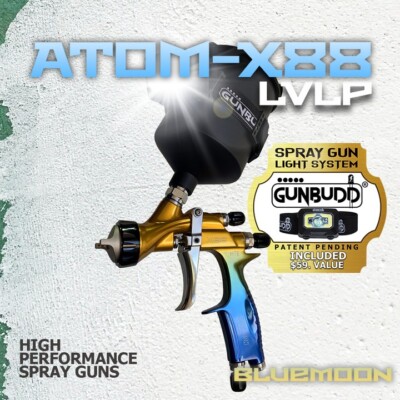 Atom X88 Bluemoon Auto Paint Spray Gun   1.3/1.4mm Tips | Gravity Feed