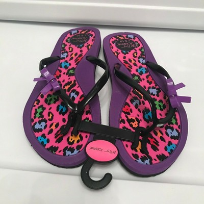 Betsey Johnson Leopard Print Flip-Flop Sandals--Size L (9-10) Purple | eBay