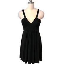 90?s Y2K BCBG Beaded BabydollDress Black Knee Length Halter Ruched Women?s Sz 4
