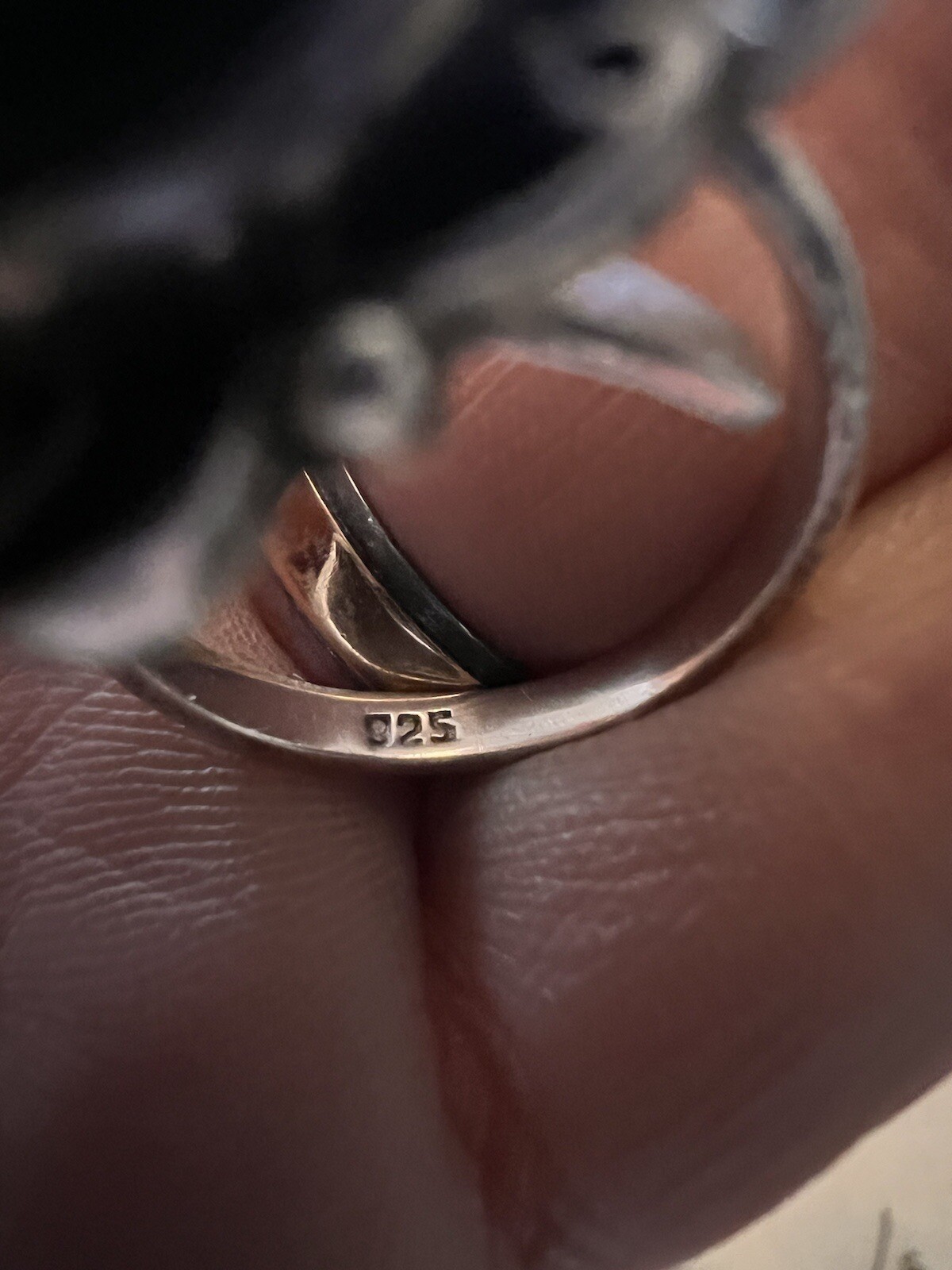 Unusual Solid Silver Adjustable Ring With Natural… - image 13