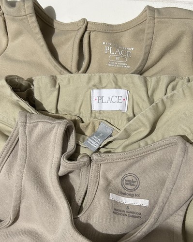 Children’s Place Wonder Nation Girls Dress Skirt LOT 5T Tan Khaki School Preppy - Picture 5 of 5