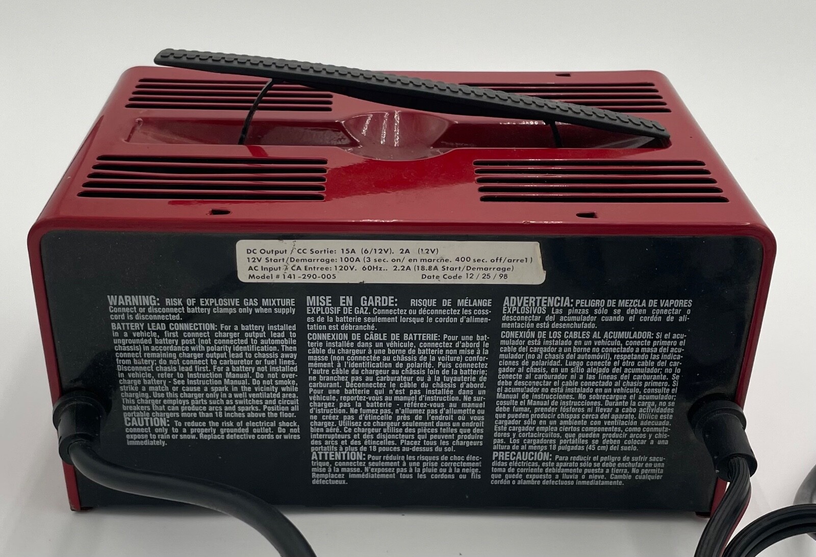 Century Battery Charger 87151 100/15/2 Amp Engine Starter Deep Cycle Car Boat RV