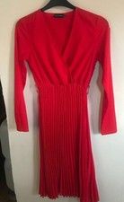 Lovely Pretty Little Thing Pleated Red Dress UK Size 4