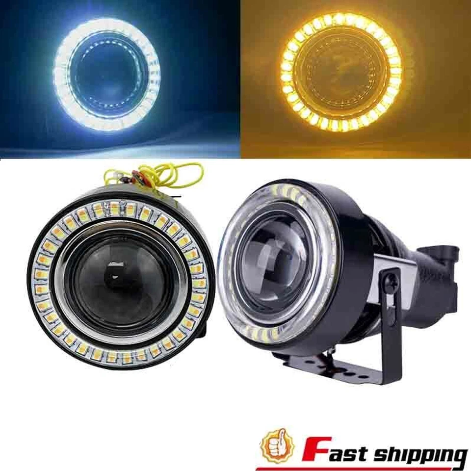 Pair 3" inch For Dodge Projector Fog Lights Lamps White&Yellow Turn Signal Combo - Image 2 of 4
