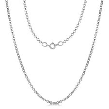 9ct White Gold Round Belcher Chain 18'' Inch