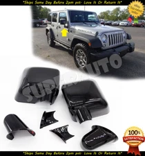 Fits 2006-2018 Jeep Wrangler JK GLOSSY BLACK DOOR MIRROR Overlay Unit Arm Cover