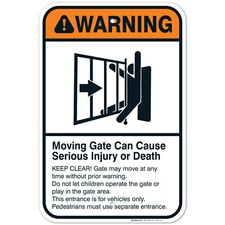 Moving Gate Sign, Moving Gate Can Cause Serio...