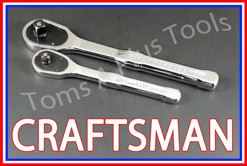CRAFTSMAN 2pc 1/4 3/8 POLISHED Thin Profile Fine Tooth Ratchet socket wrench set - Image 2 of 4
