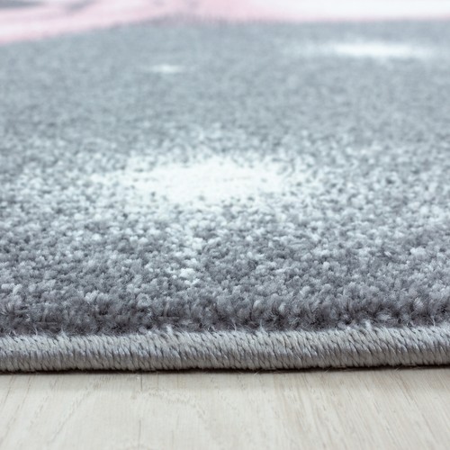 Kinderteppich Kurzflor Eisbär Design Kinderzimmer Babyzimmer Teppich Grau Pink - Bild 3 von 7