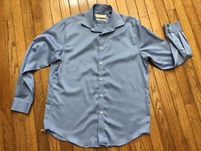 Michael Kors Slim Fit Men's Size 16 32-33 Blue Long Sleeve Dress Shirt No Iron