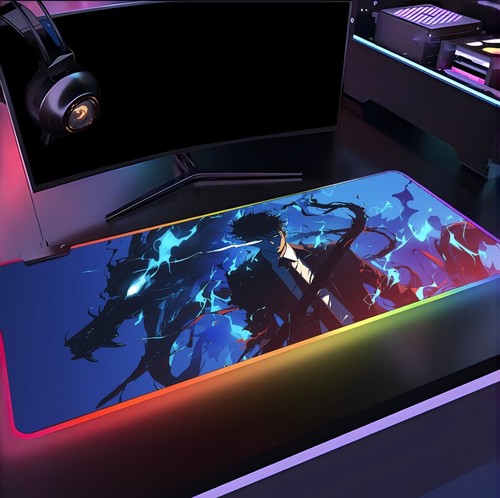 🔥 Solo Leveling XXL RGB Gaming Mouse Pad - Sung Jinwoo & Shadow Monarch! 🖱️ - Afbeelding 2 van 20