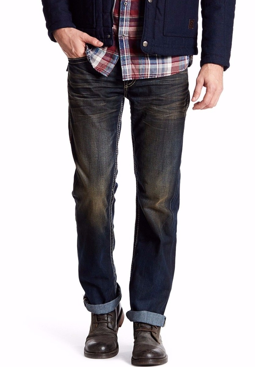 NWT TRUE RELIGION Sz33 STRAIGHT W/FLAP EARTHWORM RED BIG T
