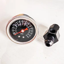 1.5" 0-15psi Low Pressure Fuel Pressure Gauge Liquid 1/8" NPT W/ 6AN Adapter