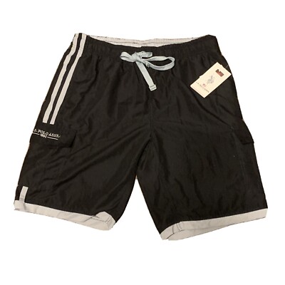 US Polo Assn. USPA Since 1890 Black Gray Bathing Suit With Liner Sz Large