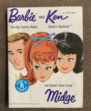 VINTAGE MATTEL BARBIE, and KEN MIDGE DOLL W MINI FASHION BOOKLET CATALOG, 1962