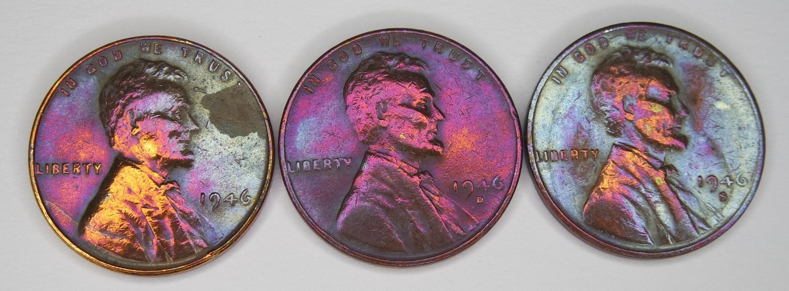 1946 P D S Lincoln Cent Wheat Penny Set **Vintage Coin**