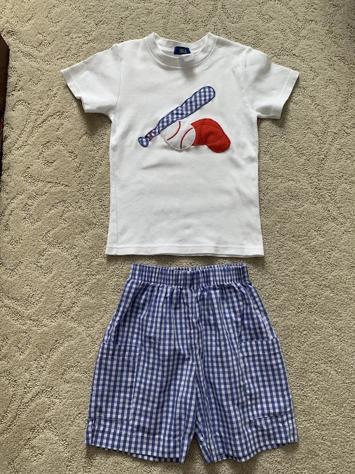USED Boy’s Silly Goose and Cotton BLUE 2pc Summer Outfits- size 4/5 - Image 2 of 4