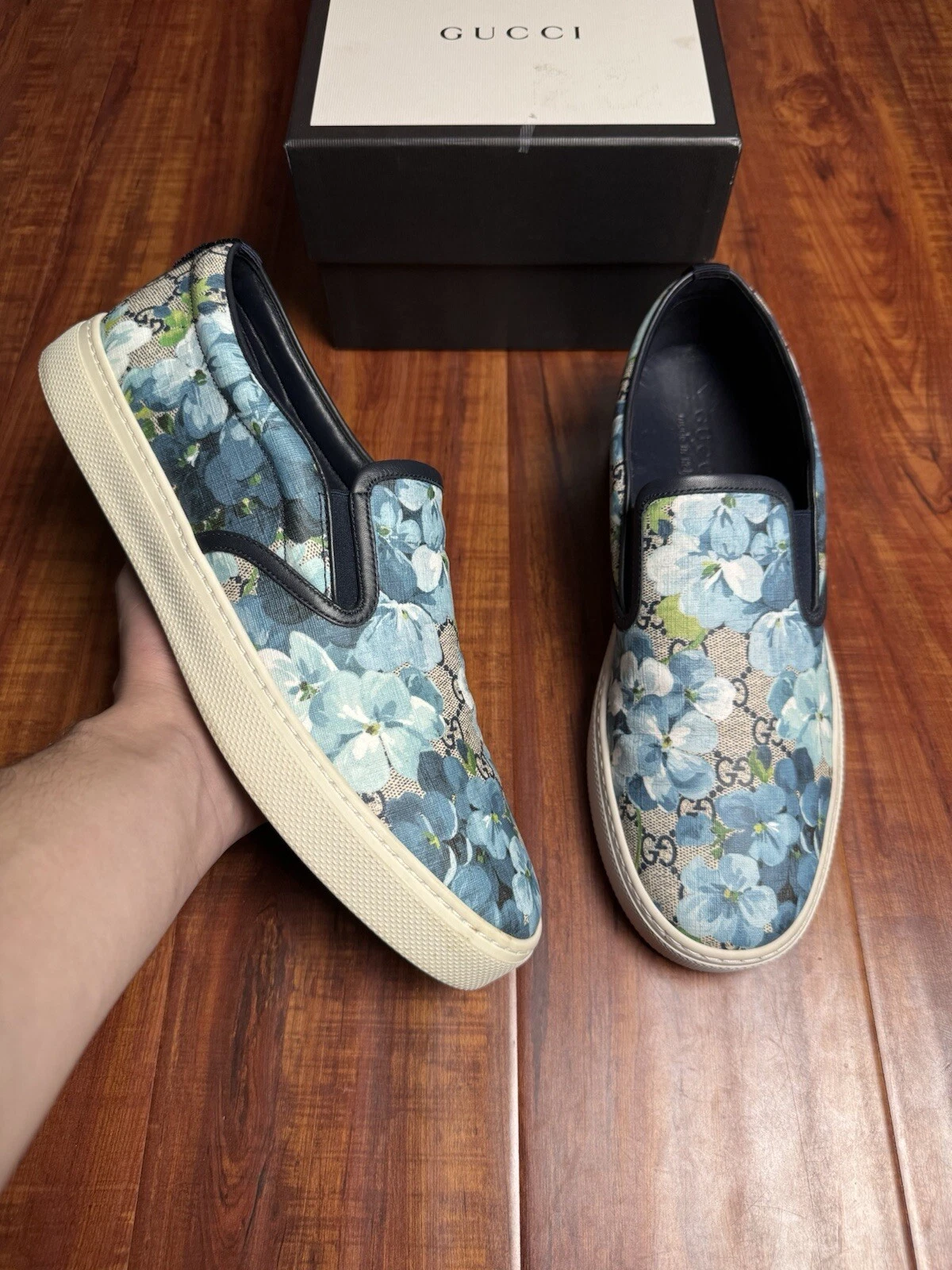 Slip on Gucci imprimé fleur fleur GG monogramme suprême   Taille 11G   EXPÉDIÉ LE JOUR MÊME