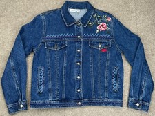 Together Women's Vintage Rare Embroidered Button Up Denim Jacket Size Large
