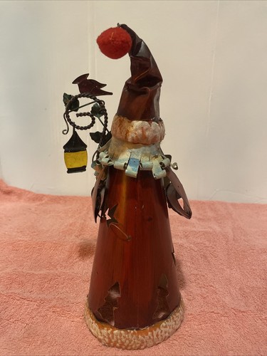Hand Painted Metal Santa Figurine Christmas Decor 11" Tall Can Be Put Over Flame - Picture 2 of 5