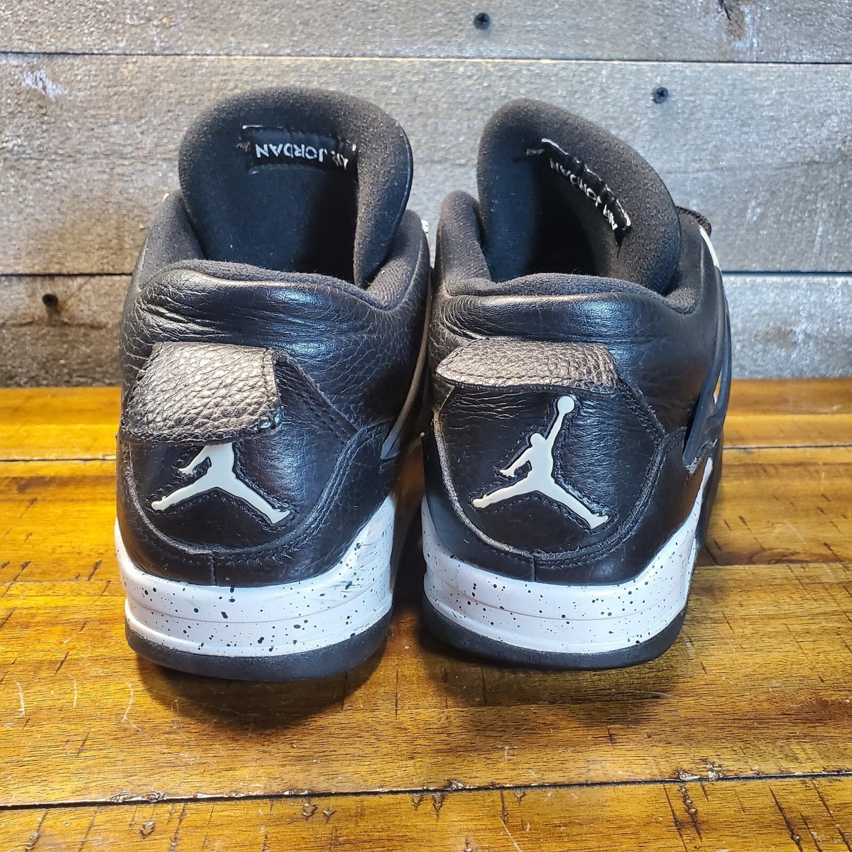 nike air jordan 4 retro Ls Oreo Black Tech Grey 314254-003 Men Sz