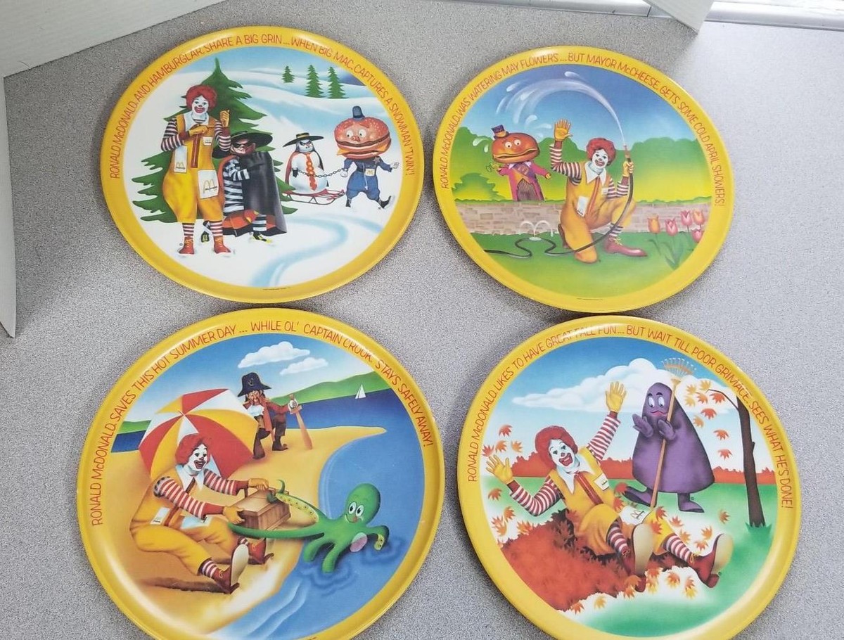 80' McDonald's Plastic Plate×4 マクドナルド絵皿 80' McDonald's Plastic Plate×4 マクドナルド絵皿