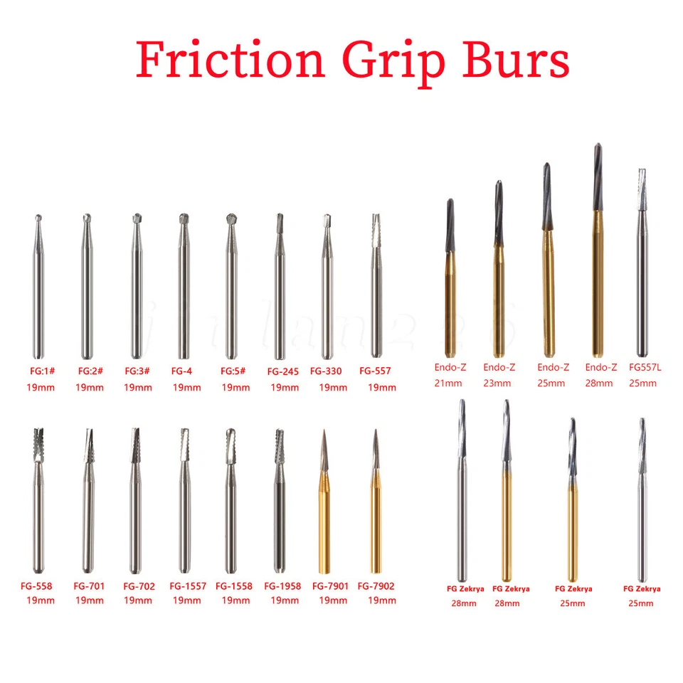 25 tipos dentales redondos de carburo de tungsteno FG Bur para pieza de mano quirúrgica de alta velocidad Foto 3 de 4