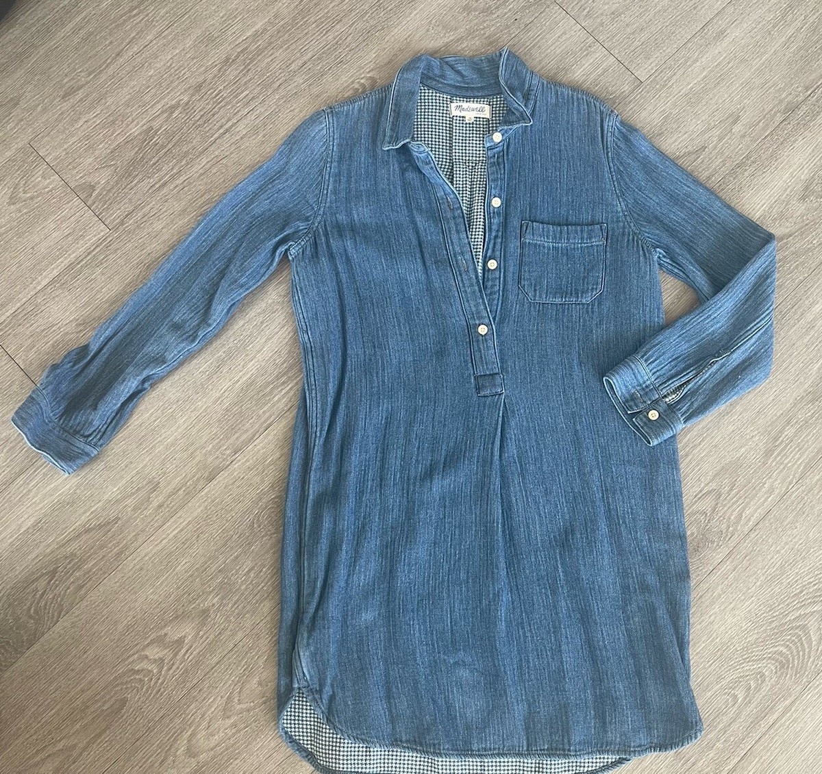madewell denim dress long sleeve Madewell $148 Embroidered Denim Tealeaf Dress XXS Flores Wash Blue f5749 NEW