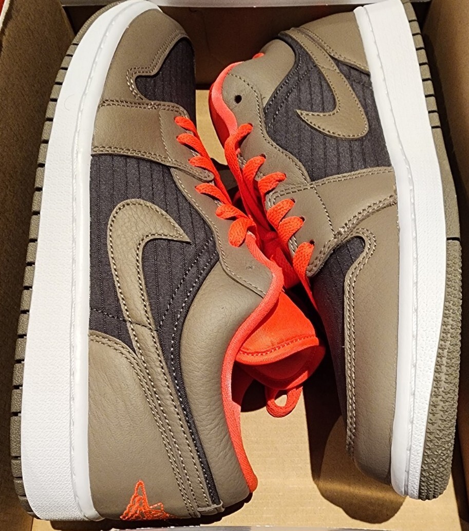 Nike Air Jordan 1 Low SE Newsprint Olive Grey DQ6076-002 Women's