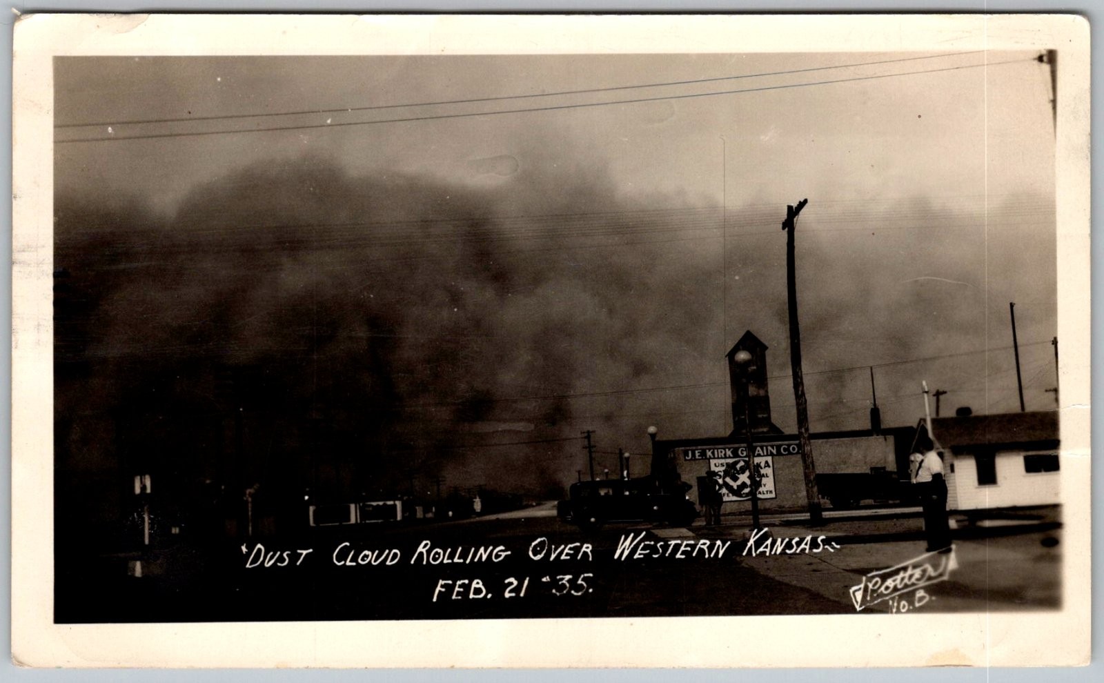 Vtg B&W Snapshot Dust Cloud Rolling Over Western Kansas Dust Bowl Storm Feb 21