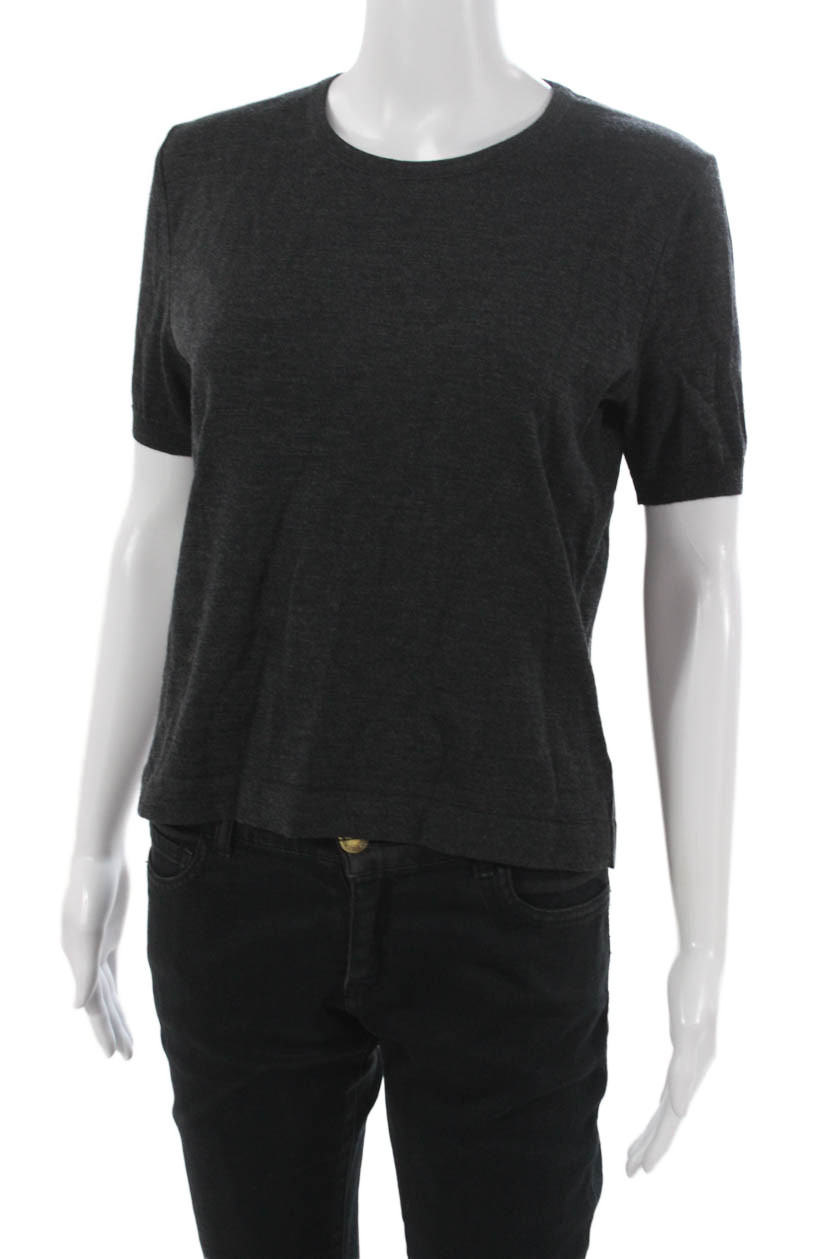 Hermes Womens Basic Black Wool Button-Up Round Ne… - image 5