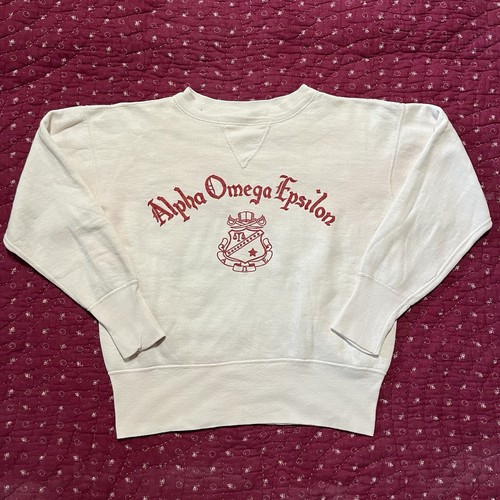 1950s Cotton Sweatshirt Greek Sorority Fraternity Alpha Omega Bodygard Size 40