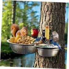 2-Hoop Squirrel/Bird Feeder, 2025 Cute Metal Bowl Outside 2-Hoop - 14" Length