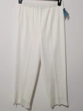 Ming Wang Pull On Ankle Pants Sz M Medium Cream Quiet Luxury Minimalist Neutrals