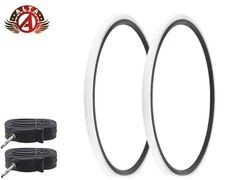 2 ALTA BICYCLE 700 x 28c LIGHTWEIGHT WHITE TOURING TIRES w/60MM PRESTA TUBES.