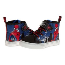 Spiderman Shoes Toddler Slip Ons Boy 6 7 Hi-Top Canvas Sneakers Marvel NWT Blue