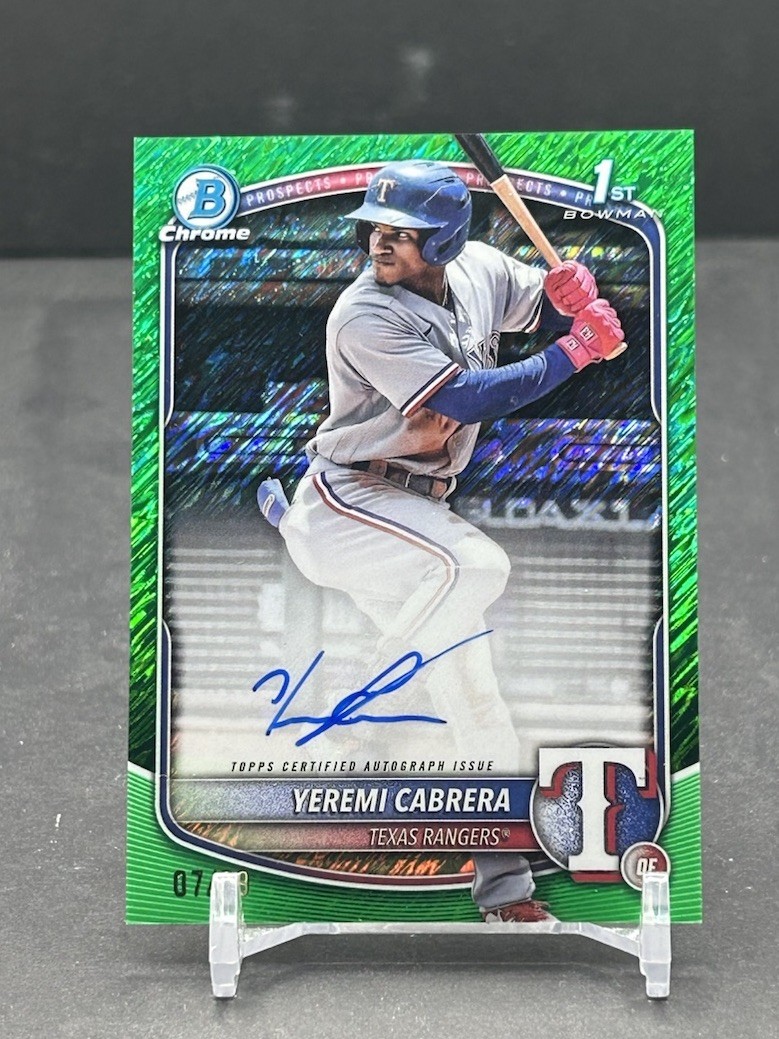 Yeremi Cabrera 2025 Bowman Chrome Green Shimmer 1st Auto /99 #CPA-YC Nationals