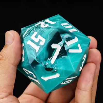   Blue & White Swirl Titan 55mm Jumbo d20 |  Dungeons Dragons | Dnd Dice