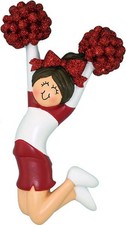 Cheerleader Red Uniform, Female Brown Personalized Christmas Ornament