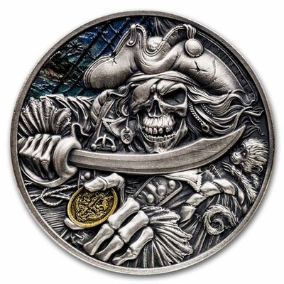 2025 Republic of Ghana 1 oz Silver Antique Memento Mori: Pirate | eBay