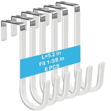 6 Pack Over The Door Hooks, Door Hangers Hooks, Soft Rubber Surface Prevents ...