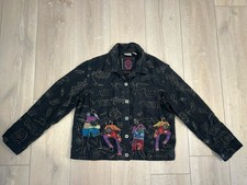 Chico s Women s Size 1 Black Embroidered Jacket Multicolor Ethnic Art Tribal
