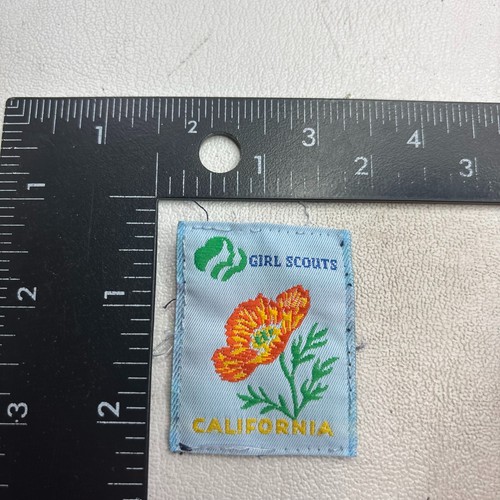 Vintage Thin-Label-Style-No-Back Girl Scouts California Poppy Flower Patch 65ST