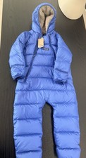 PATAGONIA Goose Down Hi Loft Sweater hood Bunting 18-24M one Piece Blue