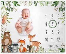 Woodland Baby Monthly Milestone Blanket Forest Animals Photography Prop Fleece