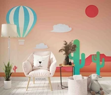 3D Paper Cutout Hot Air Balloon Cactus Wall Murals Wallpaper Murals Wall Sticker