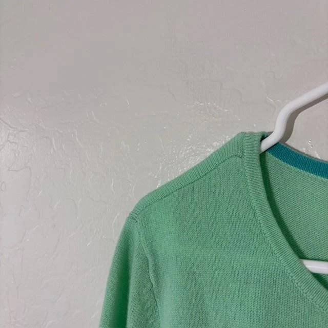 Suéter Lilly Pulitzer Mujer Medio Verde Aqua Rica Cachemira Color Bloque Flecos Foto 2 de 4