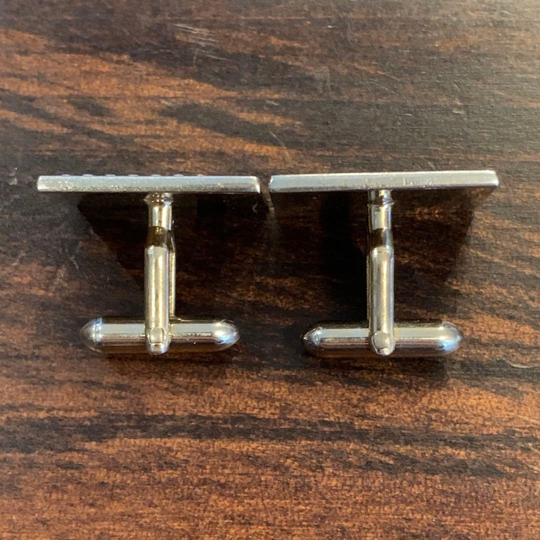 Swank Cufflinks Square Dot Line Us Button No Case… - image 4