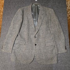 Vintage Harris Tweed Blazer Mens 46L College Hall Herringbone Wool Sport Coat